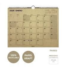 CALENDARIO 2025 PARED KRAFT MENSUAL PARA ESCRIBIR 310X240 SENFORT