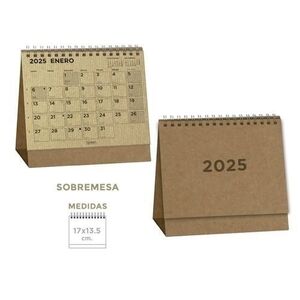 CALENDARIO 2025 SOBREMESA KRAFT MENSUAL PARA ESCRIBIR 170X135 SENFORT