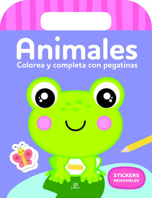 ANIMALES COLOREA Y COMPLETA CON PEGATINAS